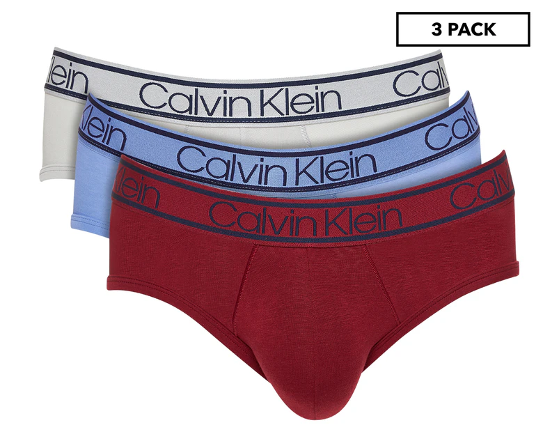 Calvin Klein Men's Bamboo Comfort Hip Briefs 3-Pack - Blue/Red/Grey
