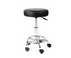 Artiss ROUND Salon Stool Black PU Swivel Barber Hair Dress Chair Hydraulic Lift