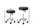 Artiss ROUND Salon Stool Black PU Swivel Barber Hair Dress Chair Hydraulic Lift