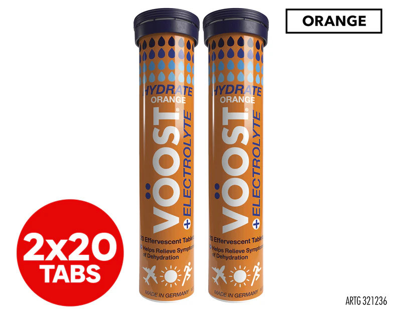 2 x 20pk VÖOST Hydrate Electrolyte Effervescent Tabs Orange