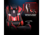 Oppsbuy Gaming Chair Racing Style PU Leather High Back Adjustable Swivel Task Chair (Footrest + 4D Armrest) Red