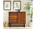 Costway Buffet Sideboard Storage Cabinet w/3 Drawers, Retro Hallway Table Kitchen Cupboard Tallboy for Office Living Room, Entryway, Bedroom