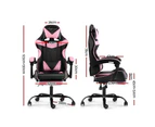 Office Chair Gaming Chair Computer Chairs Recliner PU Leather Seat Armrest Footrest Black Pink