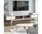 Scandinavian Style TV Entertainment Unit with Drawers - Oak and White