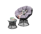 Papasan Chair and Side Table - Black