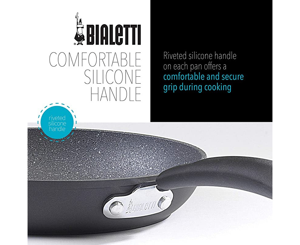 Bialetti Impact Nonstick Heavy Gauge Oven Safe 11 Inch Deep Saute Pan, Gray  