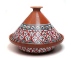 (Medium, Classic Bohemian Red) - Kamsah Hand Made and Hand Painted Tagine Pot | Moroccan Ceramic Pots For Cooking and Stew Casserole Slow Cooker (Medium, C