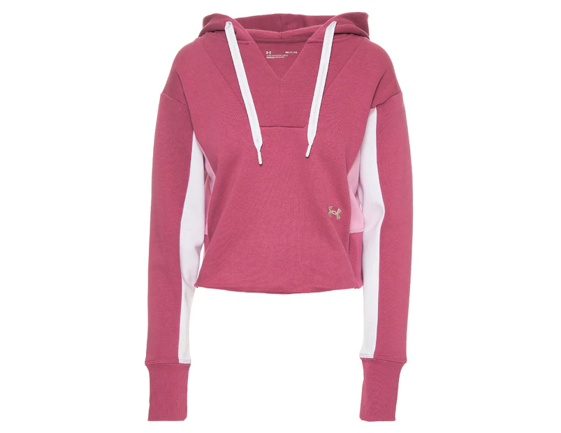 Under Armour Women's Rival Fleece Embroidered Hoodie - Pink/Metallic Silver/White