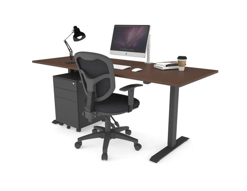 Just Right Height Adjustable Desk - Black Frame [1800L x 700W] - Wenge