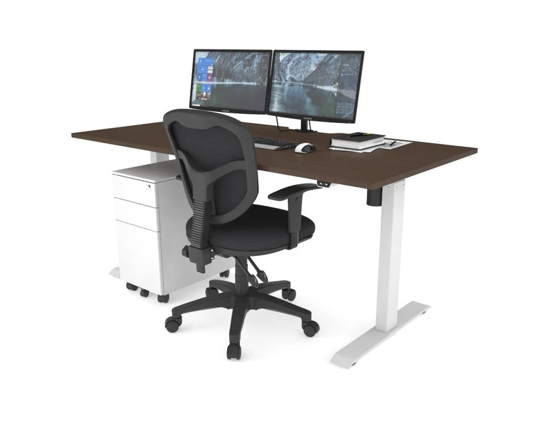 Just Right Height Adjustable Desk - White Frame [1800L x 800W] - Wenge