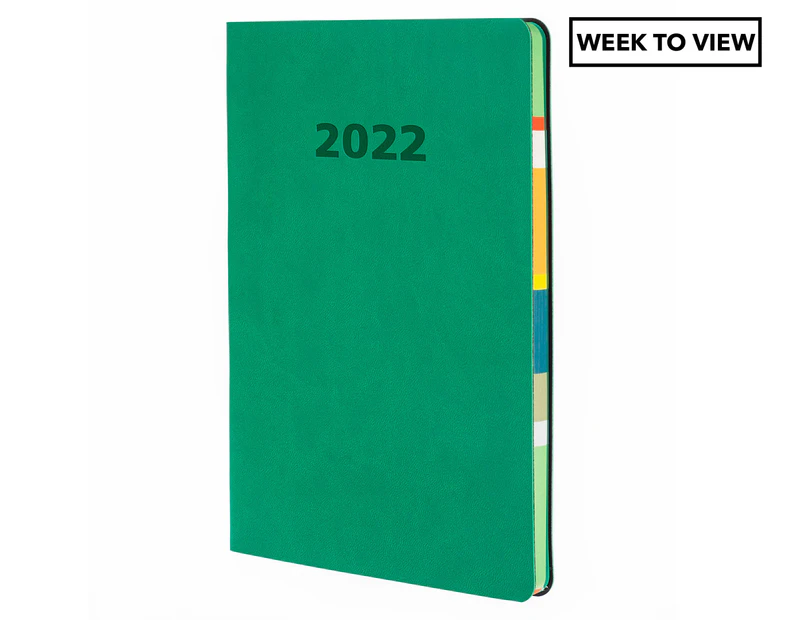Collins Debden A5 Edge Mira Week to View 2022 Calendar Year Diary - Green