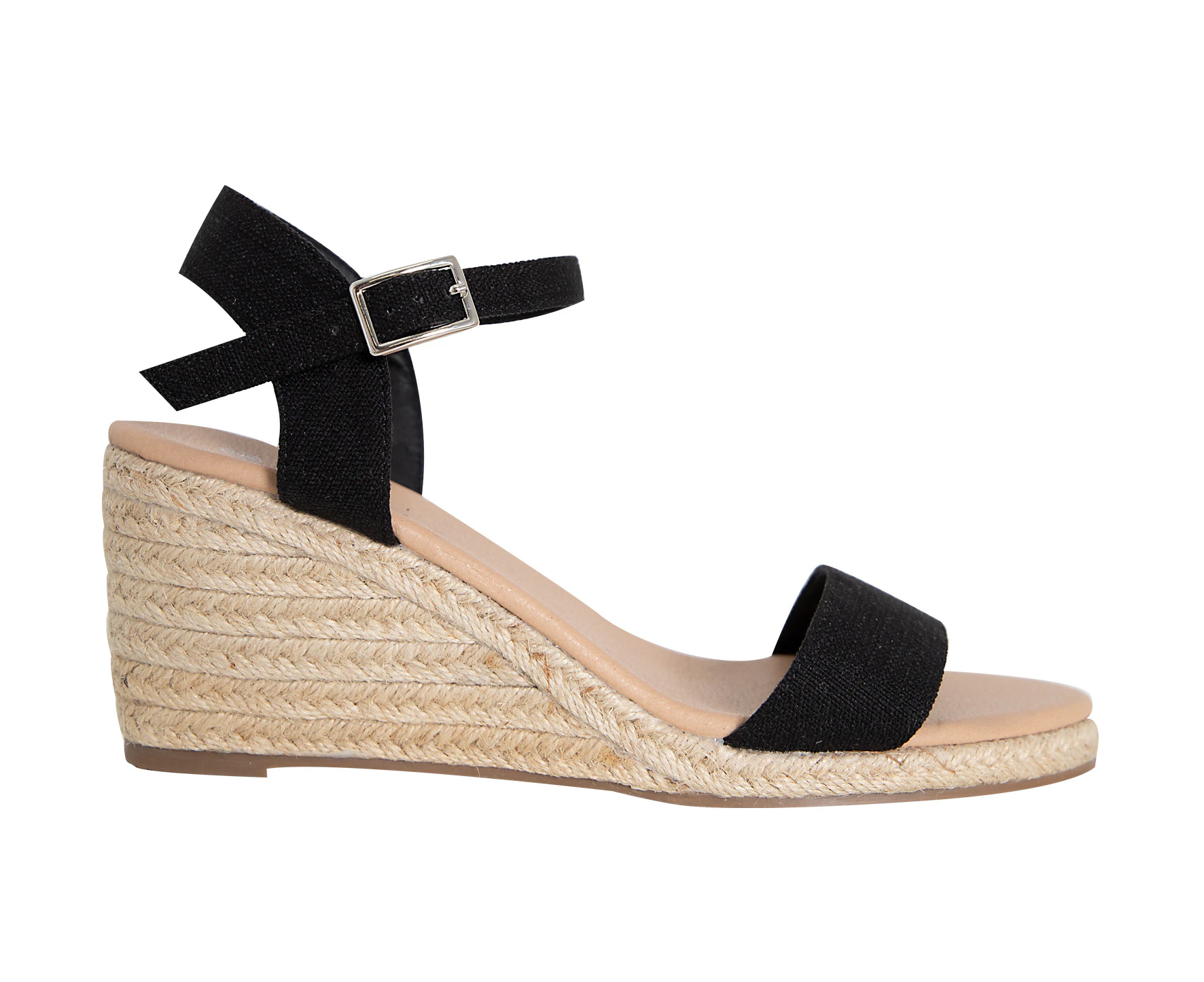 Lindsay Vybe Buckle Strap Espadrilles Wedge Women's - Black