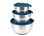 3-Piece Multipurpose Stainless Steel Mixing Bowls Set With Lids Blue