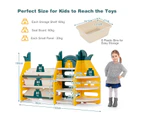 Giantex Kids 3-in-1 Toy Storage Organizer 3-Tier Cabinet Bookshelf w/ 6 Plastic Bins & 7 Shelves & Convertible Seat Children Play Collection Corner Rack