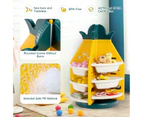 Giantex Kids 360°Revolving Toy Storage Organizer Box 3-Tier Pineapple Toy Shelf w/ 8 Plastic Bins Children Rack Bookshelf