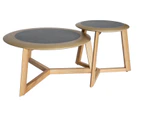 Lennie Round Nest Wood Coffee / Side Table - Natural & Black