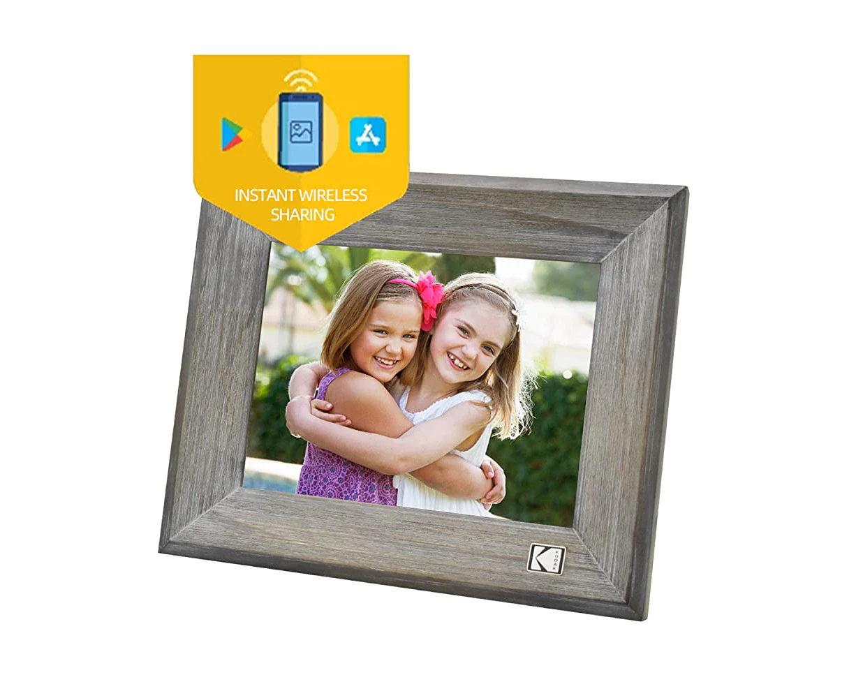 KODAK Classic Digital Photo Wood Frame 8013W, 8 inch Touch Screen Electronic Picture Frame Wifi Enabled with 16GB Internal Memory