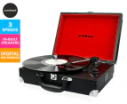 mbeat Retro Briefcase-styled USB Turntable Vinyl Record Player - Black/Red