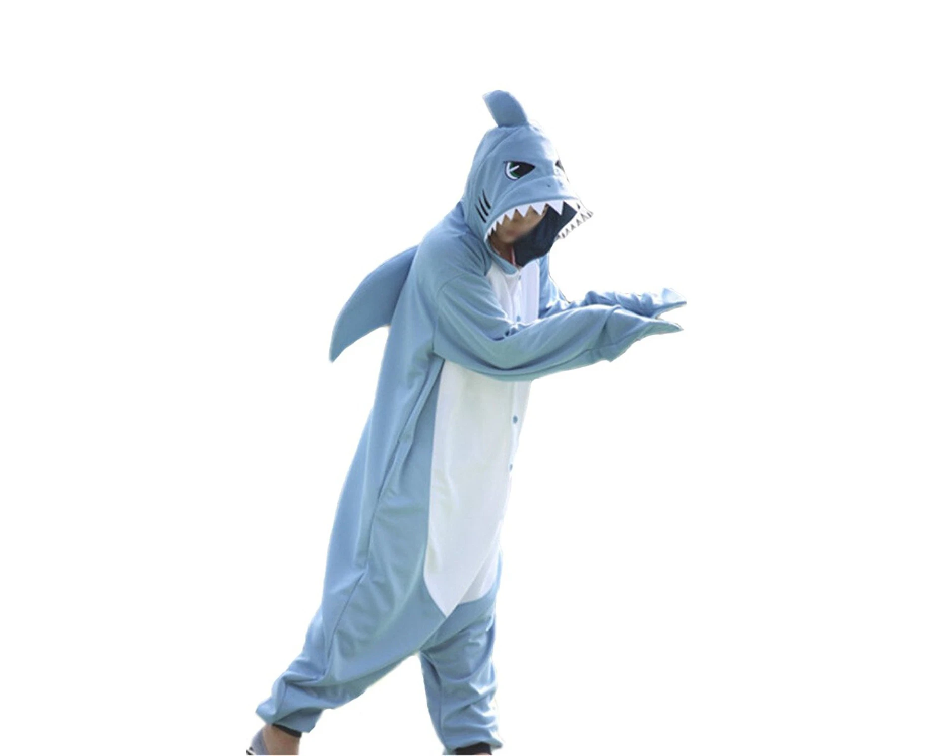 (Medium, Light Blue) - wotogold Animal Shark Pyjamas Unisex Adult Cosplay Costumes