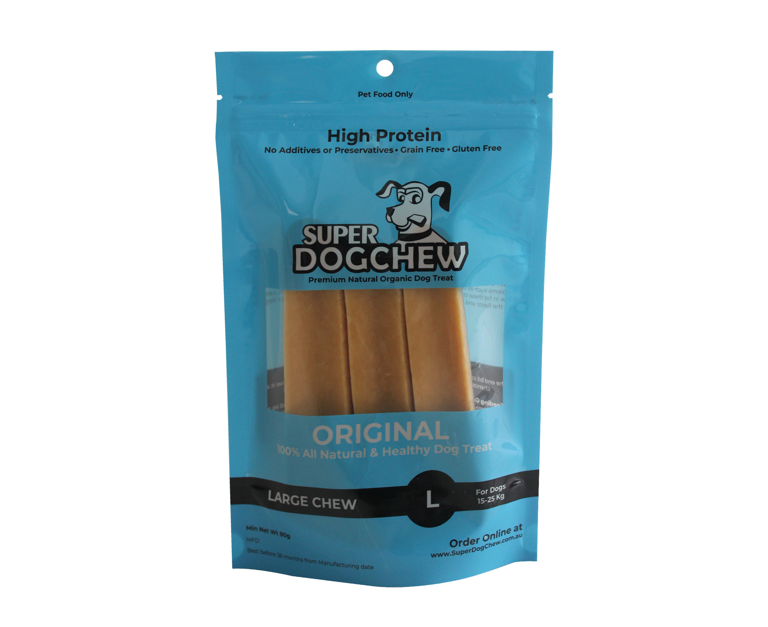 Super Dog Chew  Himalayan Dental Cheese Dog Treat LARGE for Dogs 15-25 Kg 3pk