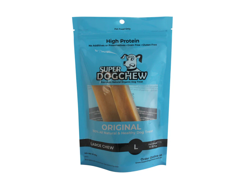 Super Dog Chew  Himalayan Dental Cheese Dog Treat LARGE for Dogs 15-25 Kg 2pk