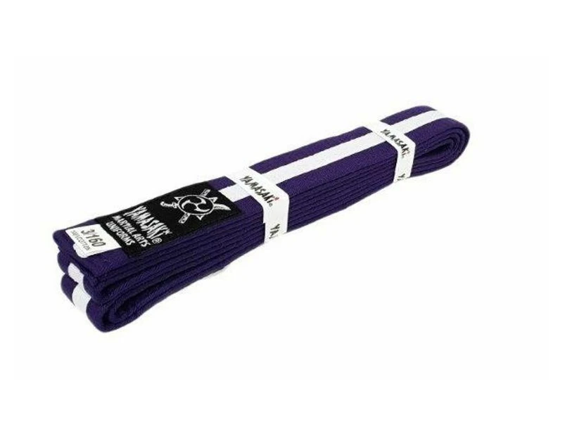 Yamasaki Coloured Martial Arts Belts (With White Stripe) [Purple 3]