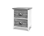 Bedside Table with 2 Drawers Grey - Set of 2