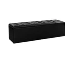 Faux Leather Blanket Box Storage Ottoman - Black
