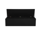 Faux Leather Blanket Box Storage Ottoman - Black