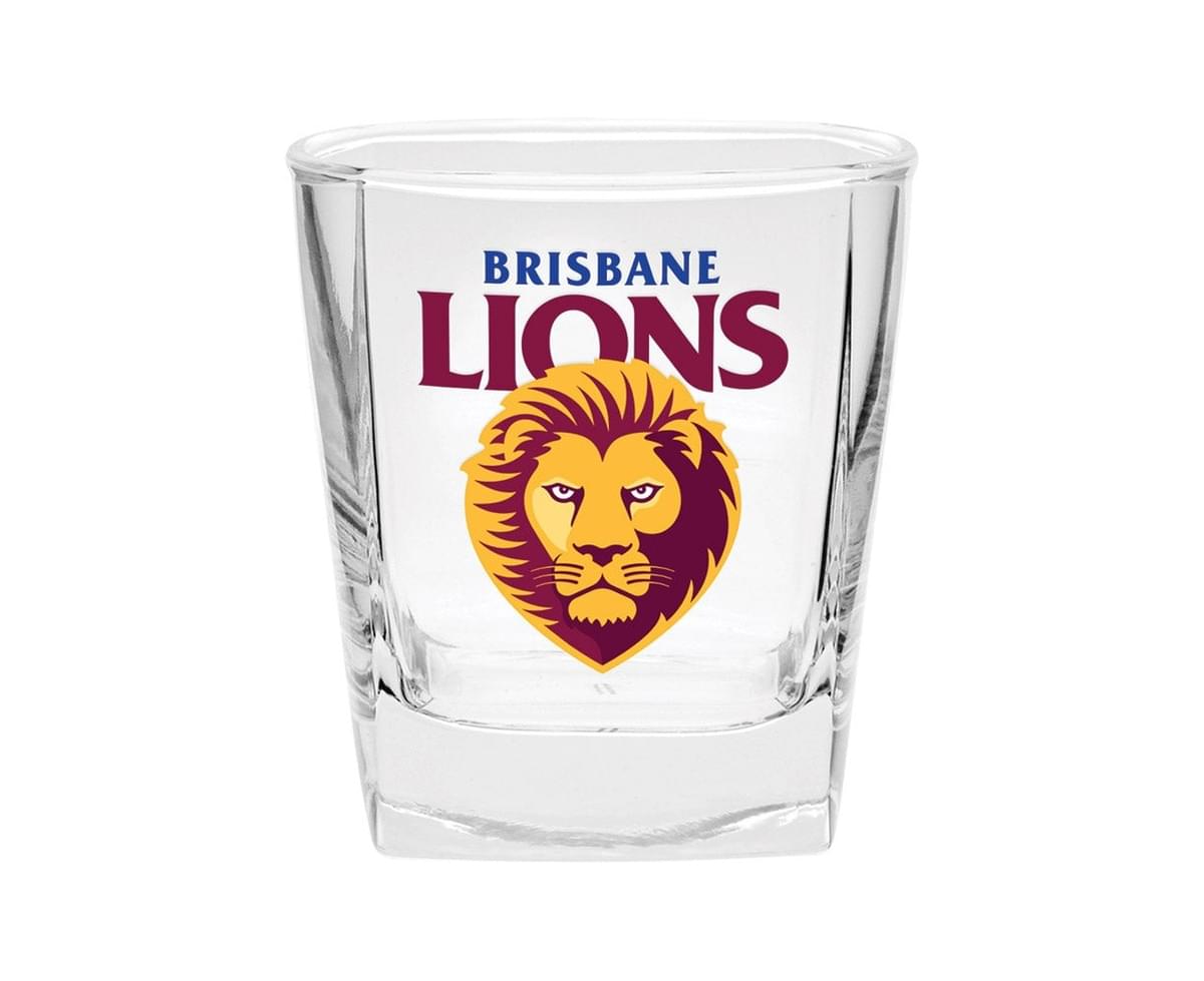 SET OF 2 BRISBANE LIONS AFL SPIRIT GLASSES WITH POURER 