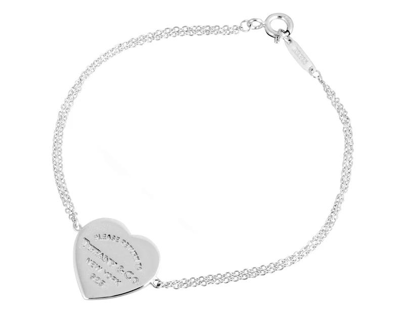 Tiffany & Co. Return To Tiffany Heart Tag Double Chain Bracelet - Silver