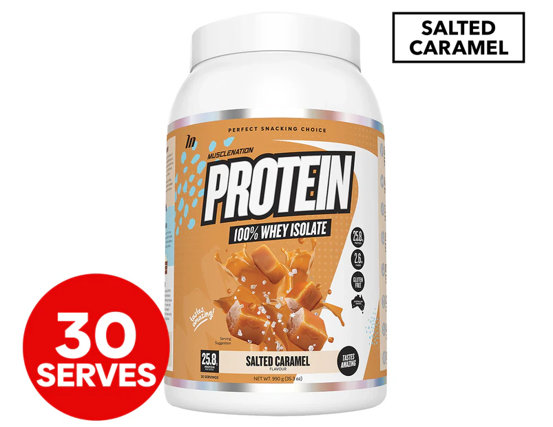Muscle Nation Protein 100% Whey Isolate Salted Caramel 990g / 30 Serves