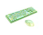 Ymall Wireless Keyboard And Mouse Set Multimedia Round keycaps Multicolor Computer Keyboard-Green