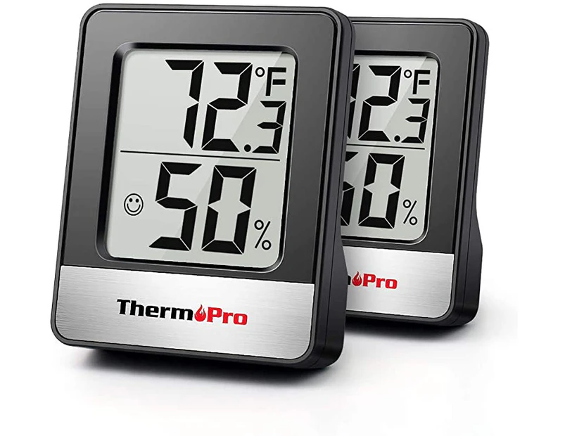ThermoPro TP49 2 Pieces Digital Hygrometer Indoor Thermometer Humidity Metre Room Thermometer with Temperature and Humidity Monitor Mini Hygrometer Thermom