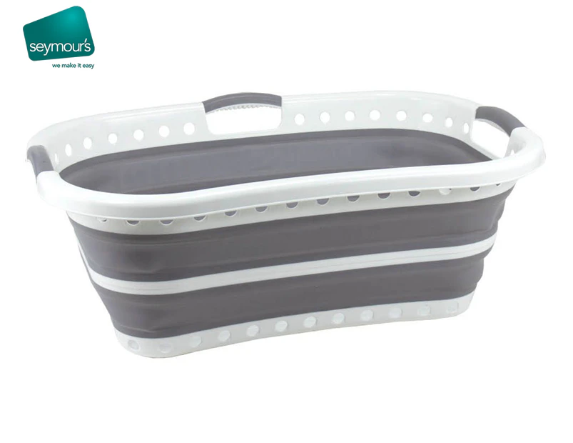 Seymour's 35L Collapse-A-Handy Hip Hugger Laundry Basket - White/Grey