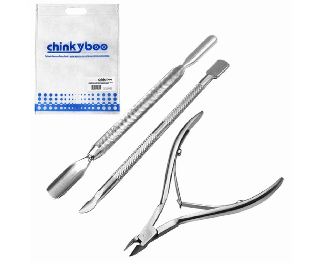 Stainless Steel Nail Clipper, Cuticle Pusher and Cuticle Spoon