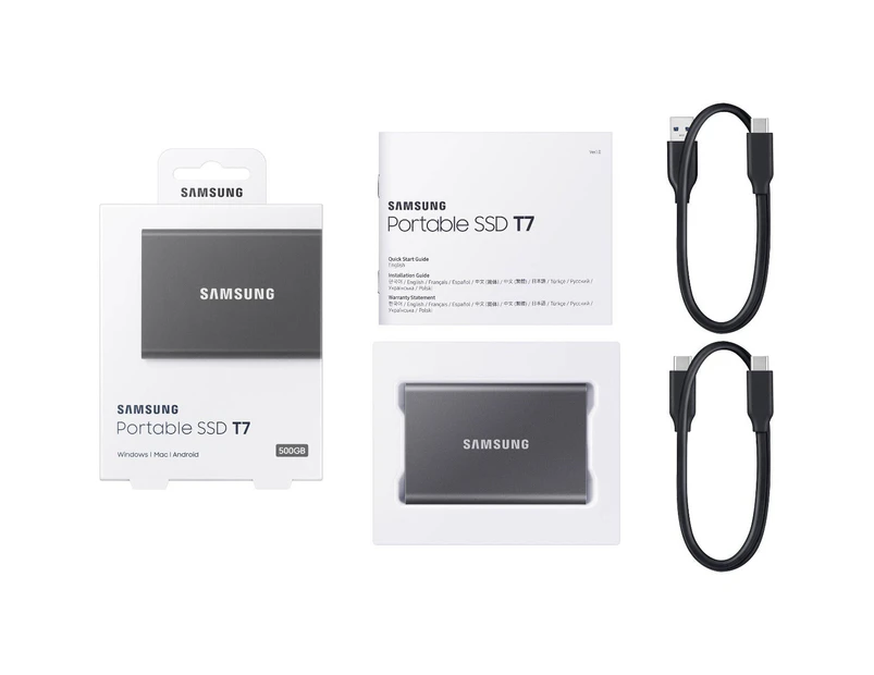 Samsung T7 500GB USB 3.2 Portable SSD - Gray