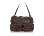 Bottega Veneta Preloved Intrecciato Leather Shoulder Bag Unisex Brown - Designer - Pre-Loved