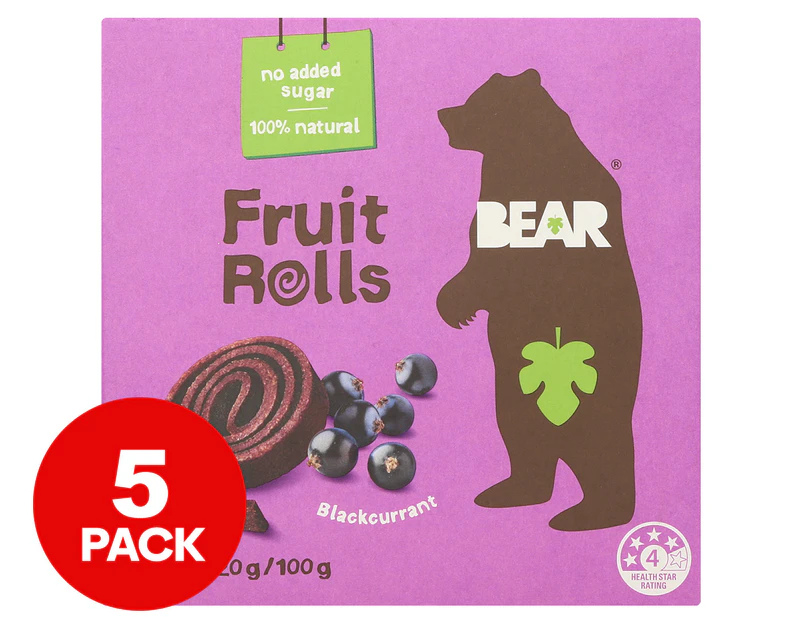 5pk Bear Real Fruit Rolls Blackcurrant 100g