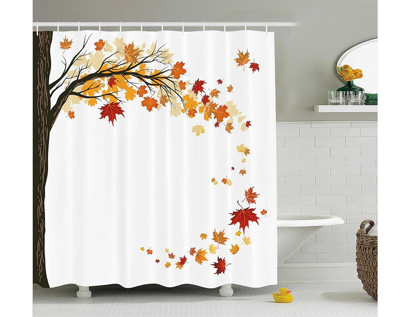 (180cm  W By 210cm  L, Multi 19) - Fall Decorations Shower Curtain by Ambesonne, Leaf Group Motion in Mother Earth Transition from Summer to Winter Decor,