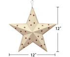 (Beige White) - Patriotic Metal Barn Star Wall Decor, 12’’ Hanging Country Rustic Metal Star for July 4th Decoration (Beige White)