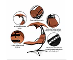 Innovative 360o Rotating Swing Hammock Chair with Canopy Steel Frame Cushioned - Grey