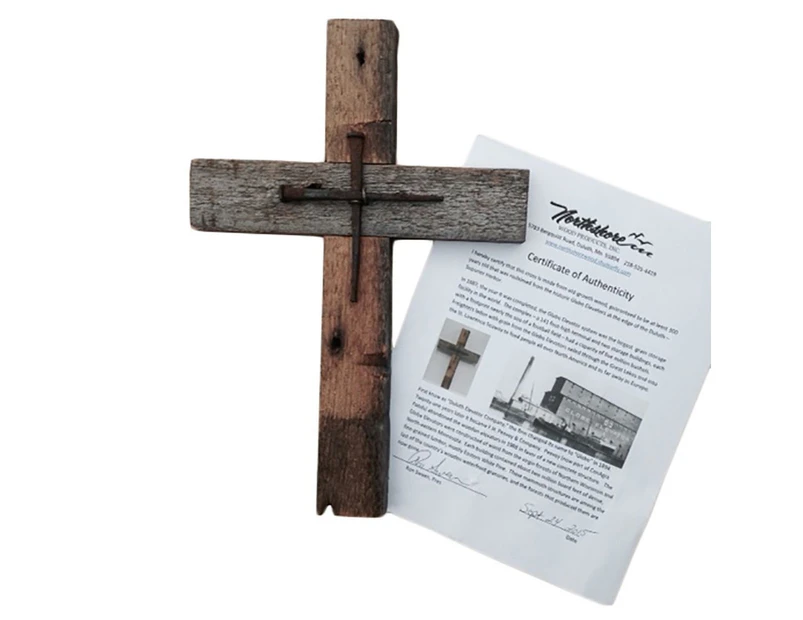 Wall Cross Reclaimed Wood with Rustic Nails for Home or Church.