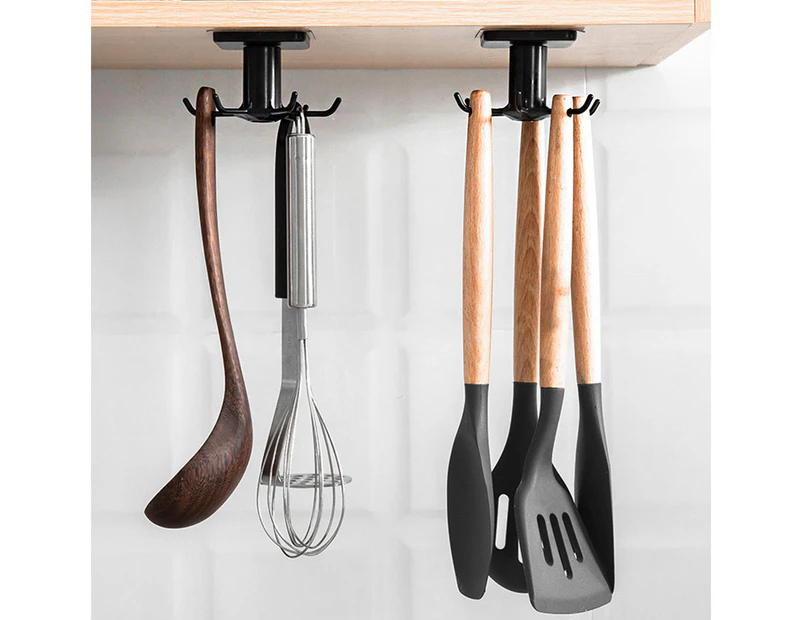 2pcs Kitchen multifunctional rotating hook cabinet shovel spoon hook-Black