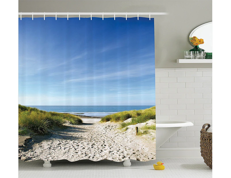 (180cm  W By 210cm  L, Multi 2) - Ambesonne Seaside Decor Collection, Path to the Ocean Clear Sky Sandy Seaside Shore Getaway Relaxing Summertime Image, Po