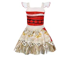 (Red, 9-10 Years) - AmzBarley Princess Moana Dress Adventure Costume for Girls Kids Party Cosplay Fancy Dress up