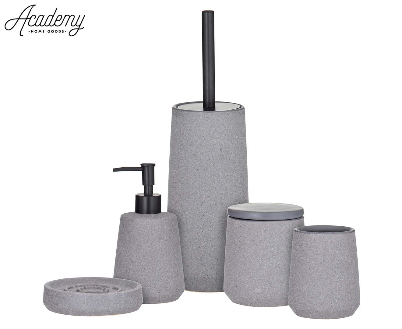 Academy 5-Piece Becket Bathroom Set - Charcoal