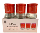 The House of Florence Three Piece Set Red Glass Canisters
