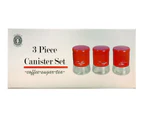 The House of Florence Three Piece Set Red Glass Canisters