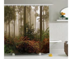 (180cm  W By 180cm  L, Multi 7) - Ambesonne Farm House Decor Collection, Mystical Dark Fog Atmosphere Deep in the Forest Woodland Nobody Silence Image, Pol
